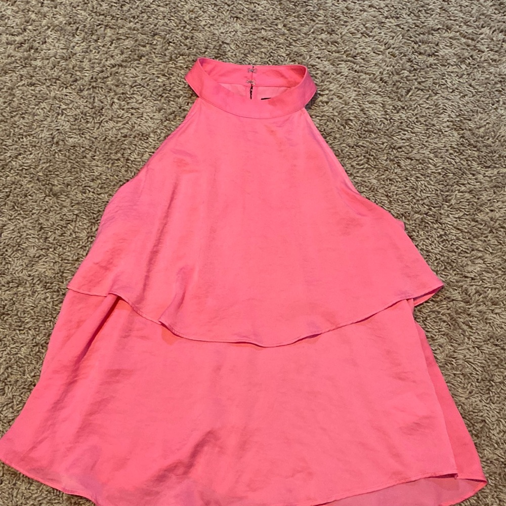 Express Small Bright Pink Tiered Sleeveless Flowy Top Halter top.